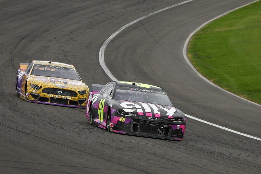 Ryan Blaney and Jimmie Johnson contended, but fell just short of winning Auto Club 400.