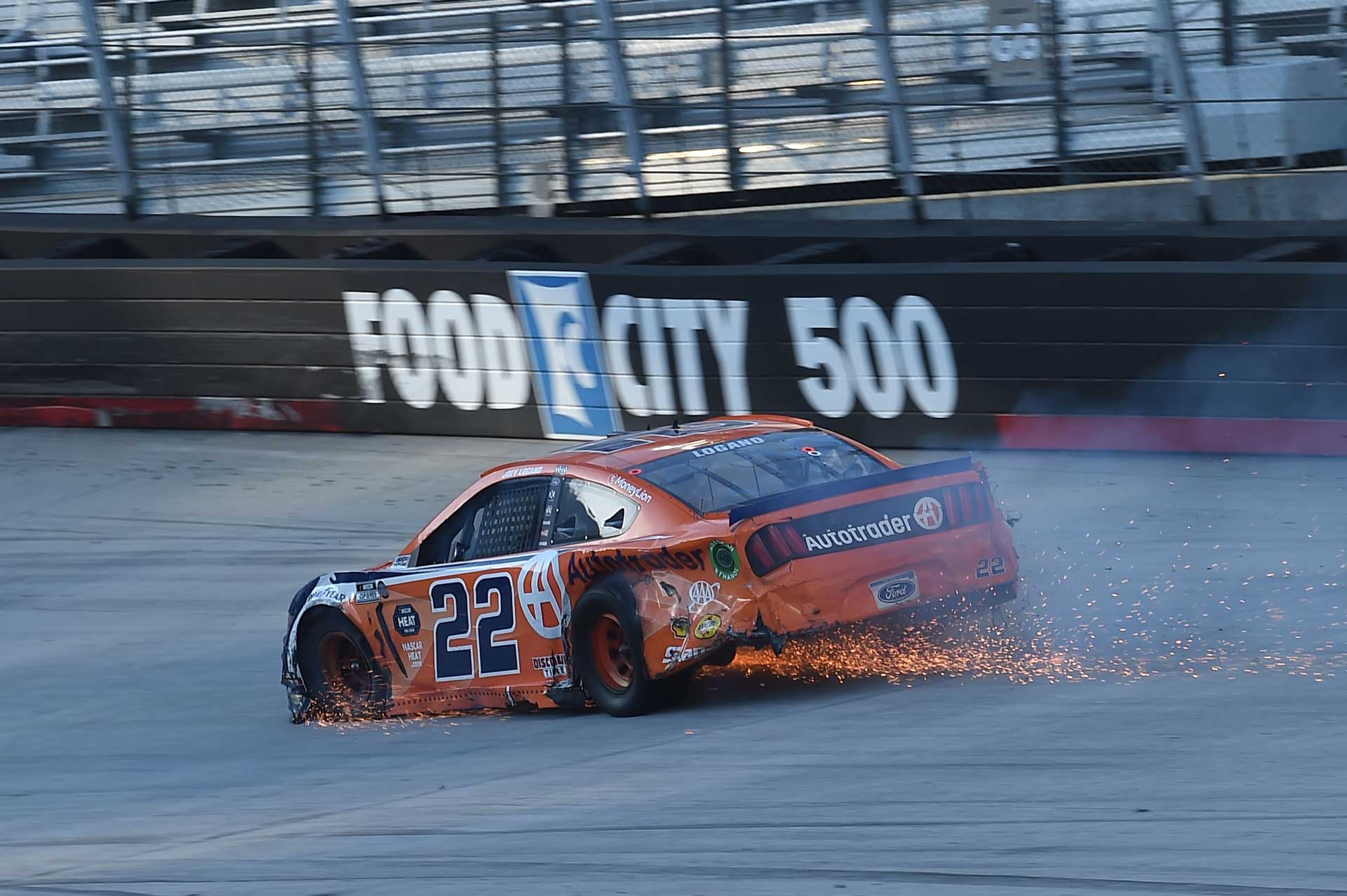 Joey Logano after being crashed by Elliott in the final laps.